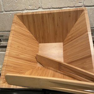 Pampered Chef Bamboo Salad Bowl + 1-pc Tongs